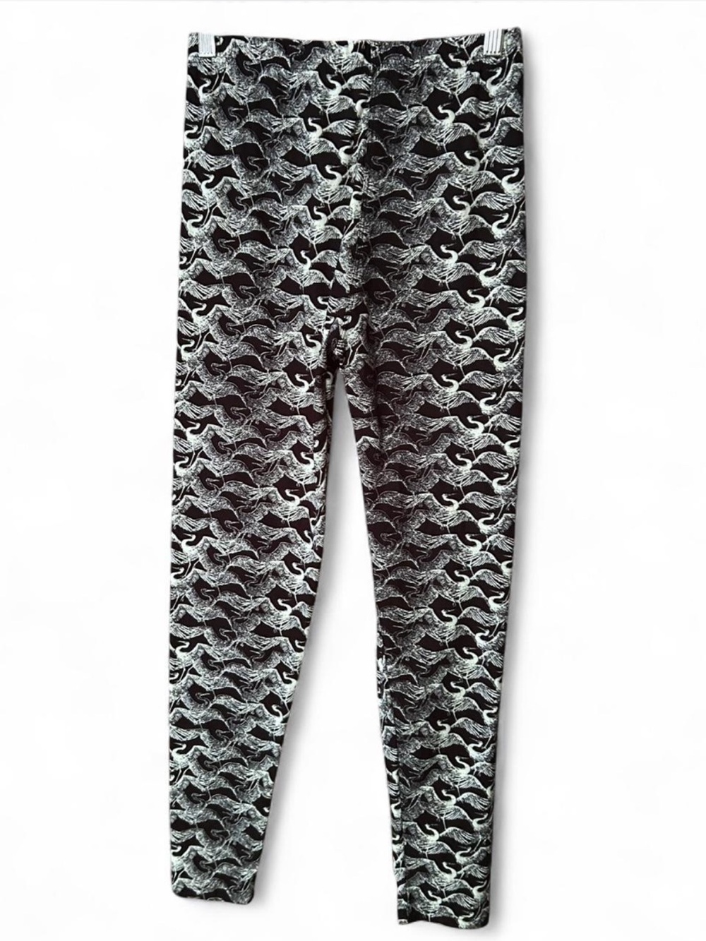 Leggings Depot Black and Gray Bird Print Active Leggings